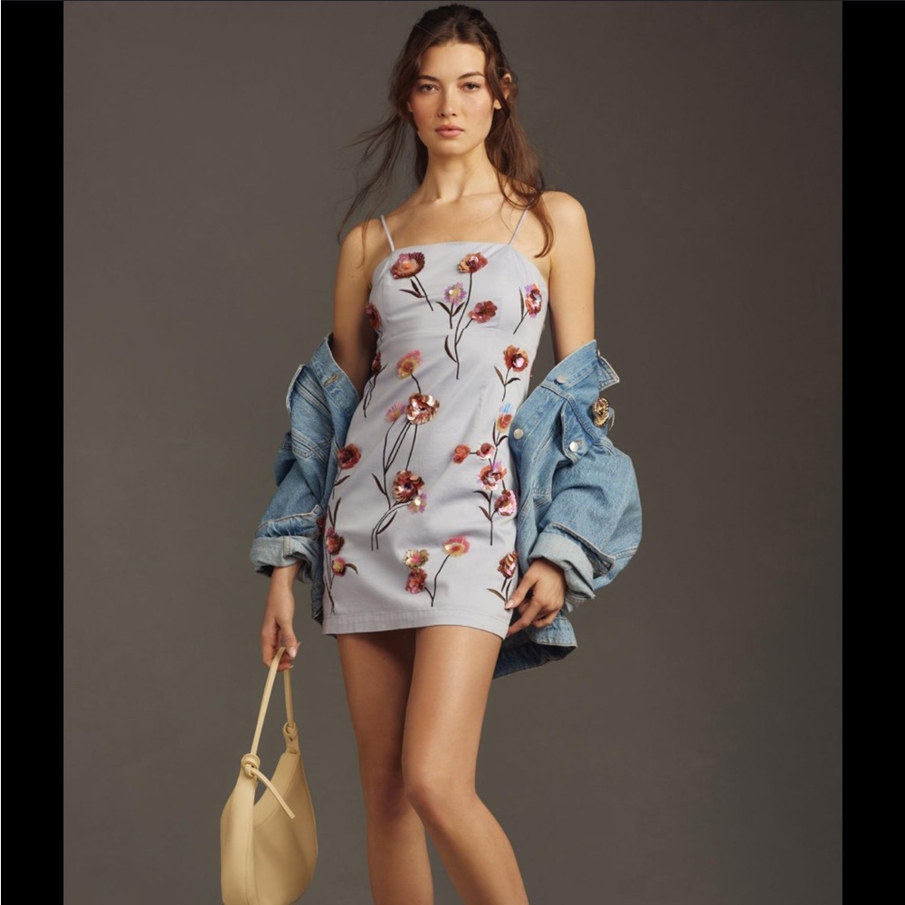 Anthropology, The Brynn’s 3-D Spaghetti Strap Dress. By Maeve. Sky Blue.